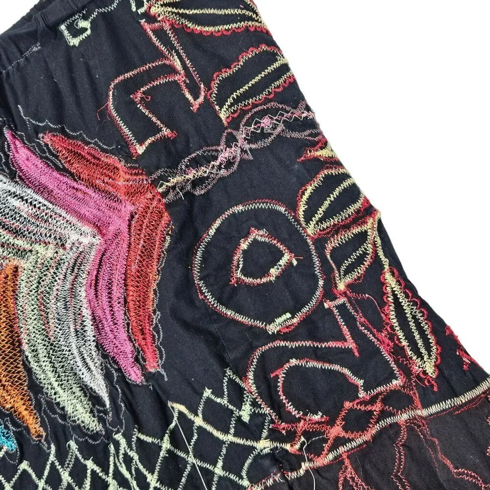 Colorful Handcrafted Embroidered Skirt Festival Burning Man Intricate Frayed M - Picture 4 of 12